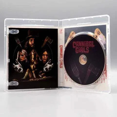 Cannibal Girls Blu-Ray with slipcover featuring eerie artwork and disc inside.
