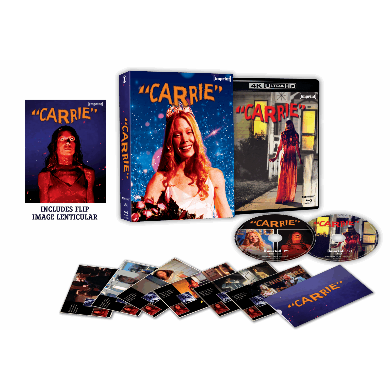 Carrie (1976) limited edition 4K UHD and Blu-ray lenticular hardcase with art cards and bonus features from Imprint Films, region free