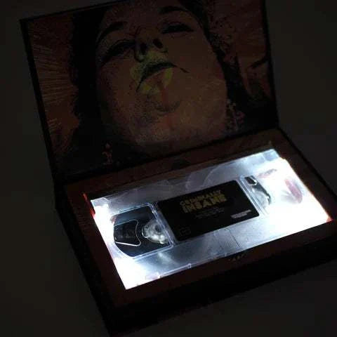 Degausser Video Criminally Insane limited edition deluxe LED VHS packaging.