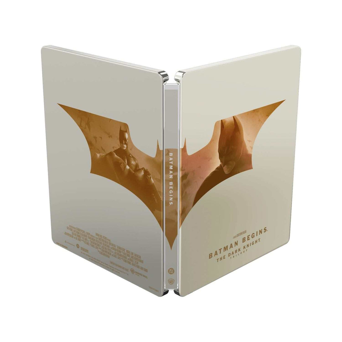 Batman The Dark Knight Trilogy Limited Edition Steelbook 4K Ultra HD and Blu-Ray set with collectible artwork and memorabilia.