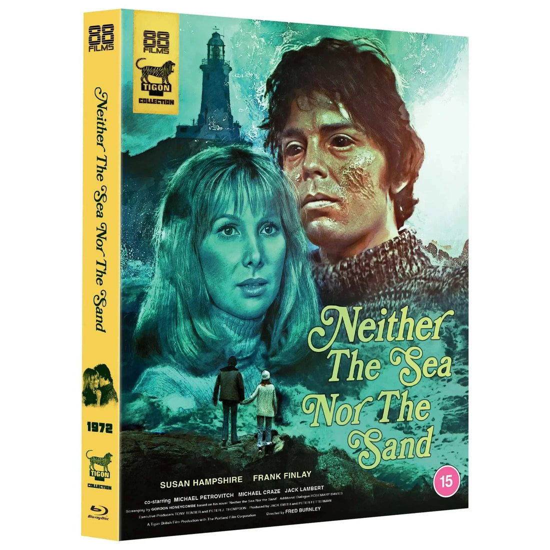 Neither The Sea Nor The Sand Tigon Collection Blu-Ray with slipcover featuring Susan Hampshire and Frank Finlay in a 1972 horror film cover design