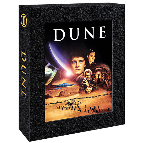 Dune 1984 Limited Edition 4K UHD and 3-disc Blu-ray collector's set with embossed sand-themed packaging and original movie poster artwork