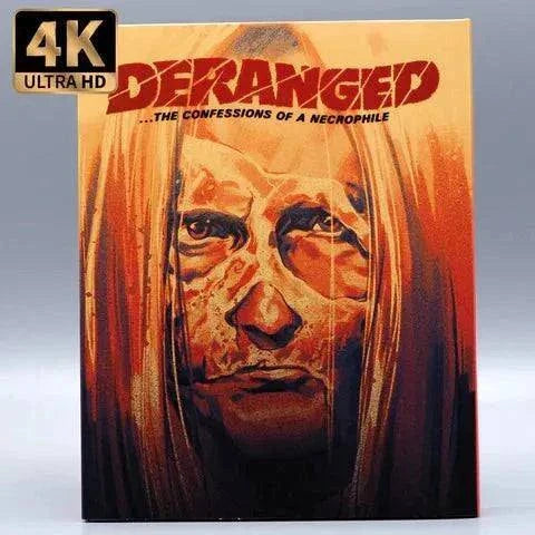 Vinegar Syndrome Deranged 4K UHD Blu-Ray with slipcover, horror movie release.