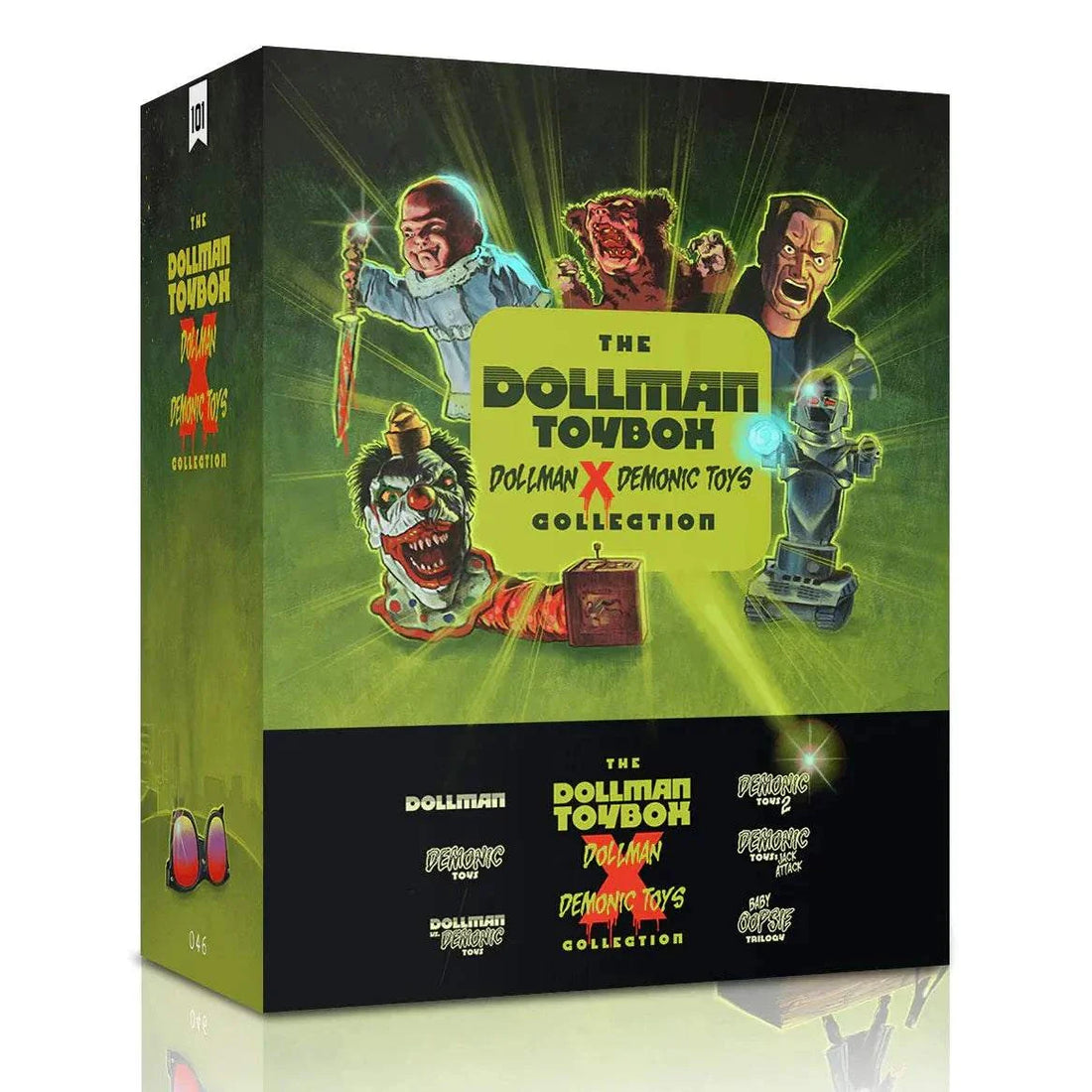 Limited edition Dollman Toybox Blu-Ray box set with movies, spin-offs, and collectible packaging