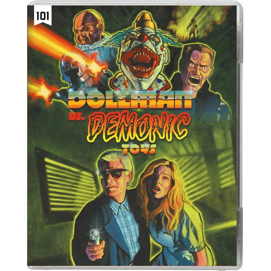 Dollman vs Demonic Toys Blu-Ray box set featuring horror characters and action scenes with dark, intense artwork.
