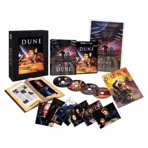 Dune (1984) Limited Edition collector's set with 4K UHD, 3-disc Blu-ray, booklet, art cards, and original poster in custom display case