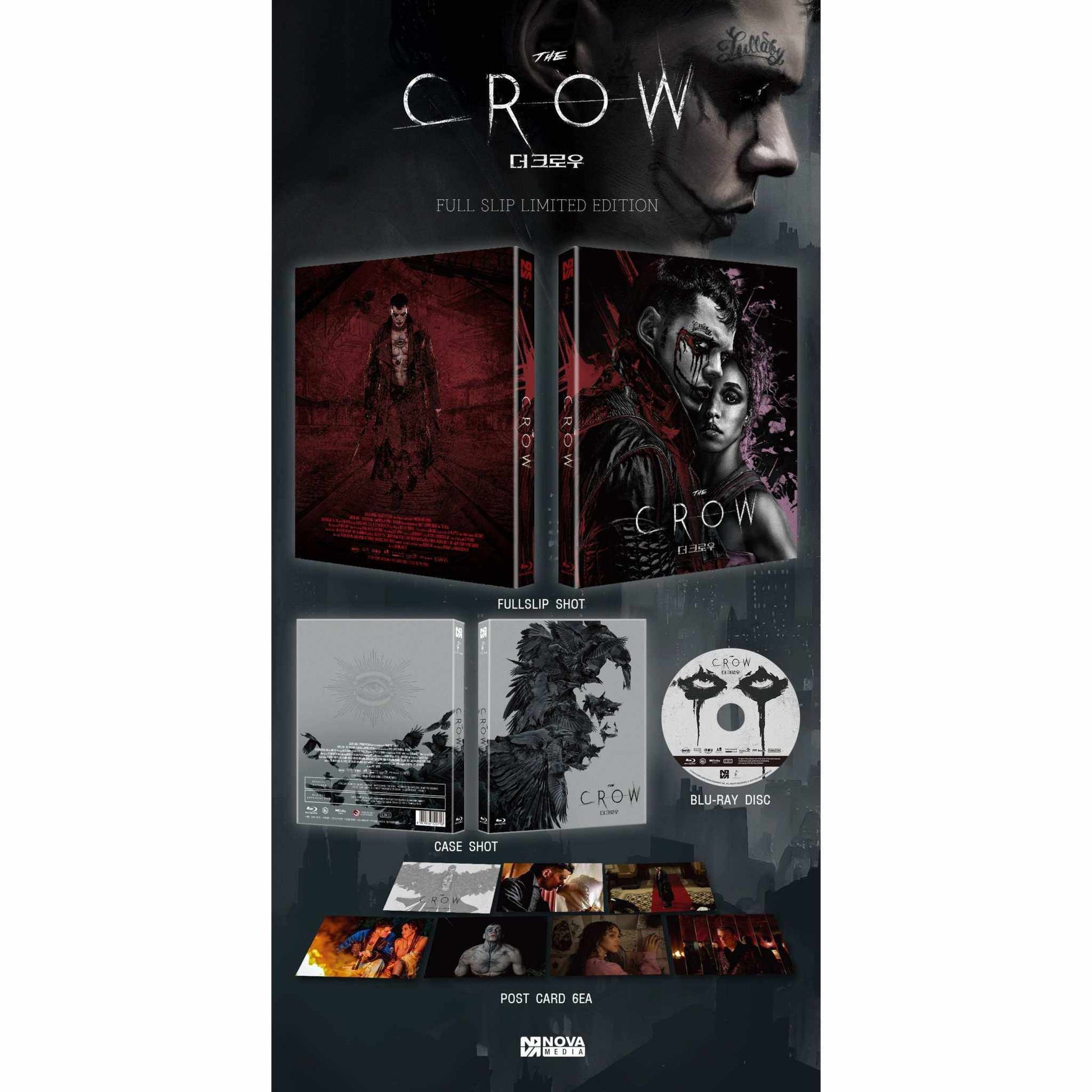 The Crow 2024 Blu-Ray numbered limited edition full slip case with postcards and detailed dark fantasy cover art.
