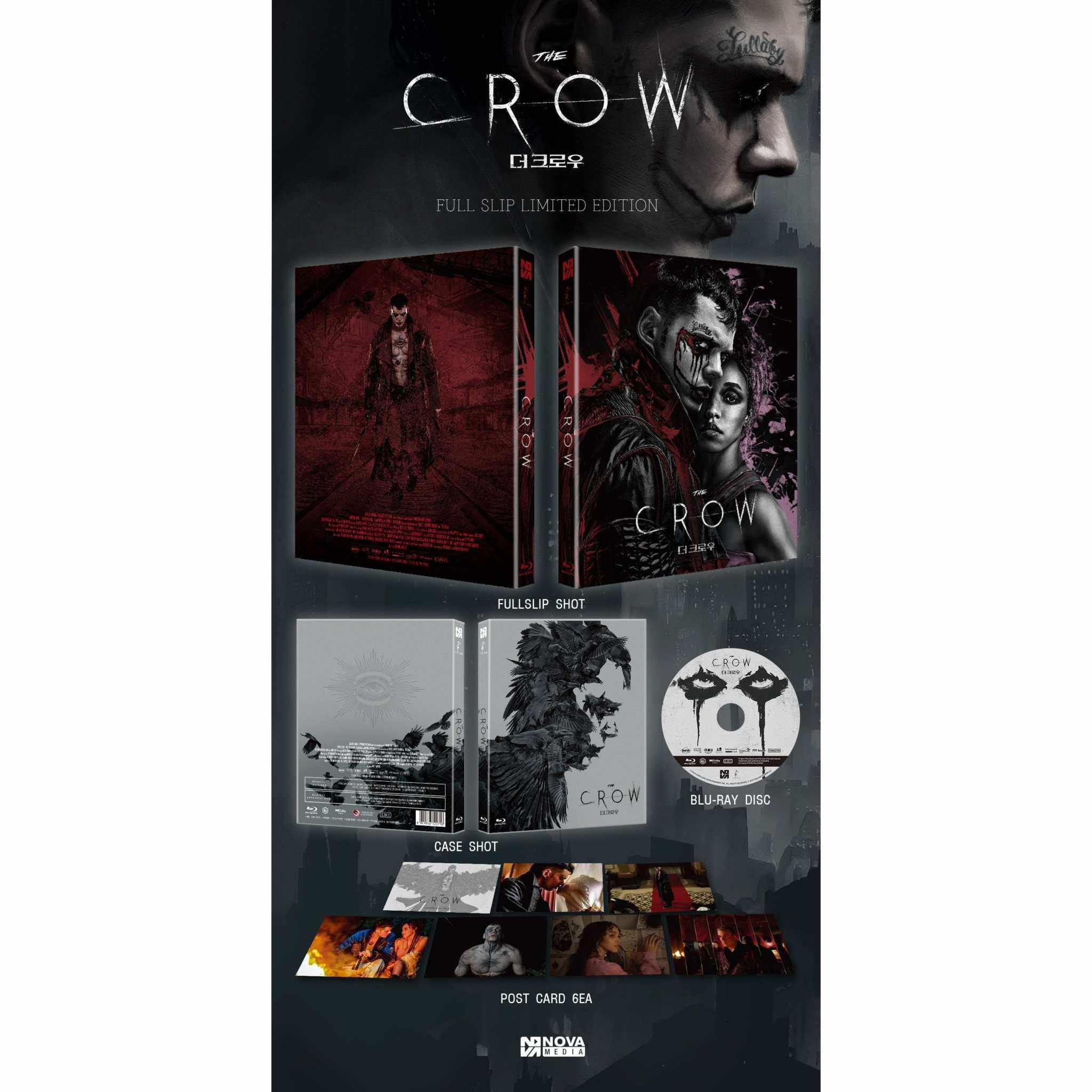 The Crow 2024 Blu-Ray numbered limited edition full slip case with postcards and detailed dark fantasy cover art.