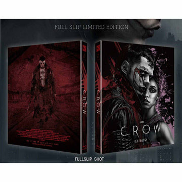 The Crow (2024) Blu-Ray limited edition full slip case featuring dark fantasy cover art with main characters and blood effects.