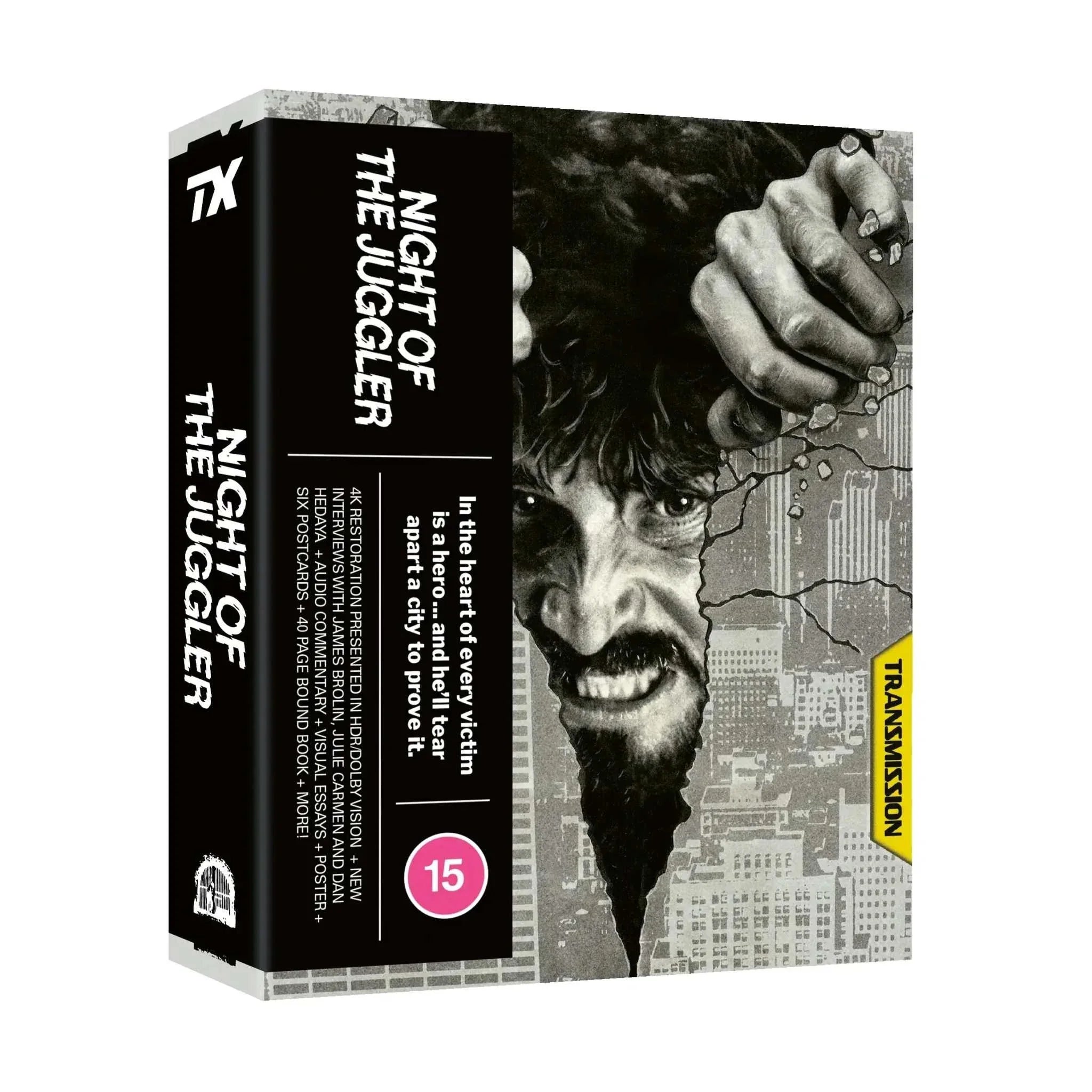 Night Of The Juggler limited edition 4K Ultra HD and Blu-Ray box set with rigid box, extras, and original artwork packaging