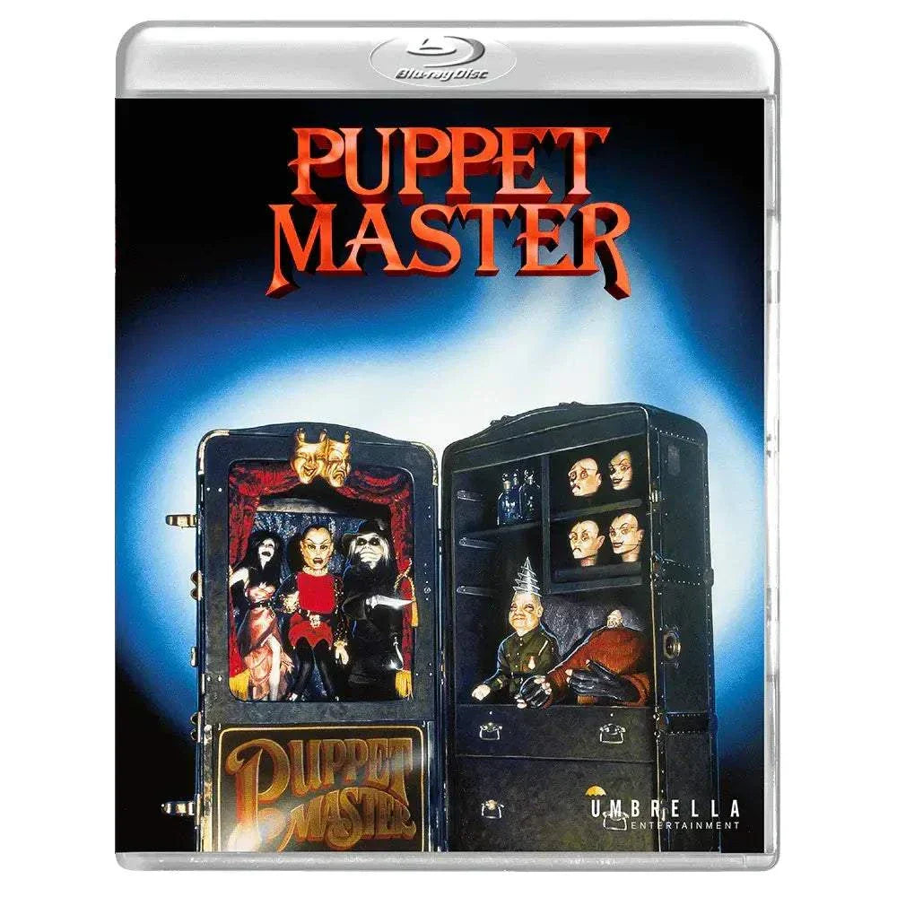 Full Moon Fright Box Vol. 2 Blu-Ray featuring Puppet Master horror film with killer puppets in a dark, eerie display