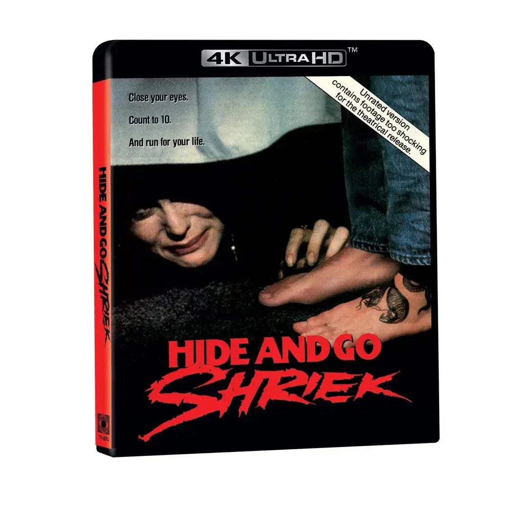 Pre-order Hide and Go Shriek 1988 2-disc 4K UHD and Blu-ray deluxe edition with rigid slipcase and extras