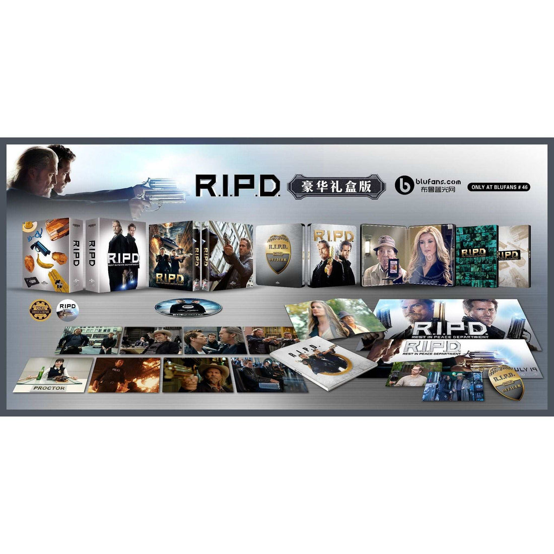 R.I.P.D. 4K UHD and Blu-ray steelbook collector’s edition with full slipcover and extras displayed.