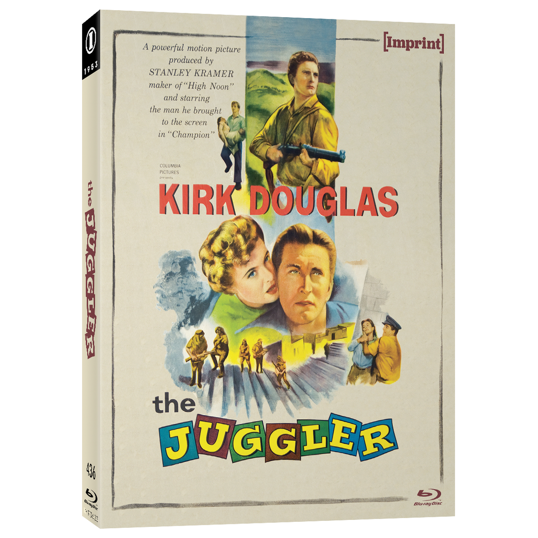 The Juggler (1953) Blu-ray with limited edition slipcover featuring Kirk Douglas, Holocaust survivor drama, region free, Imprint Films edition.
