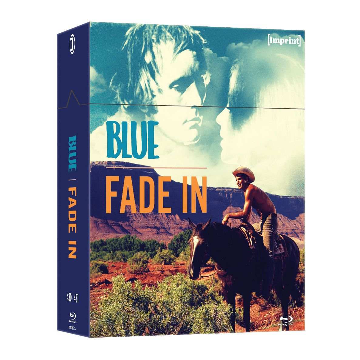 Blu-ray limited edition 3-disc hardbox set of Blue (1968) and Fade In (1973) Western films with exclusive documentary and special features.