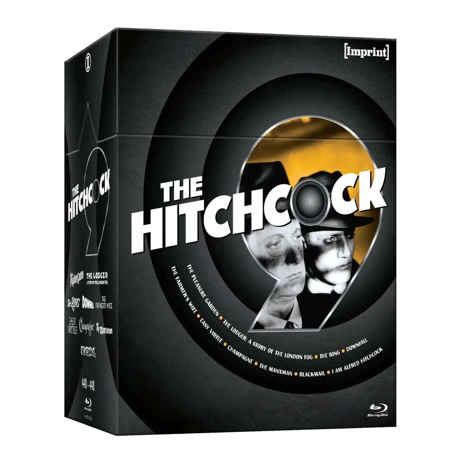 The Hitchcock Nine limited edition 10-disc Blu-ray collection of Alfred Hitchcock's nine surviving silent films from 1925-1929 in a black hardbox set.