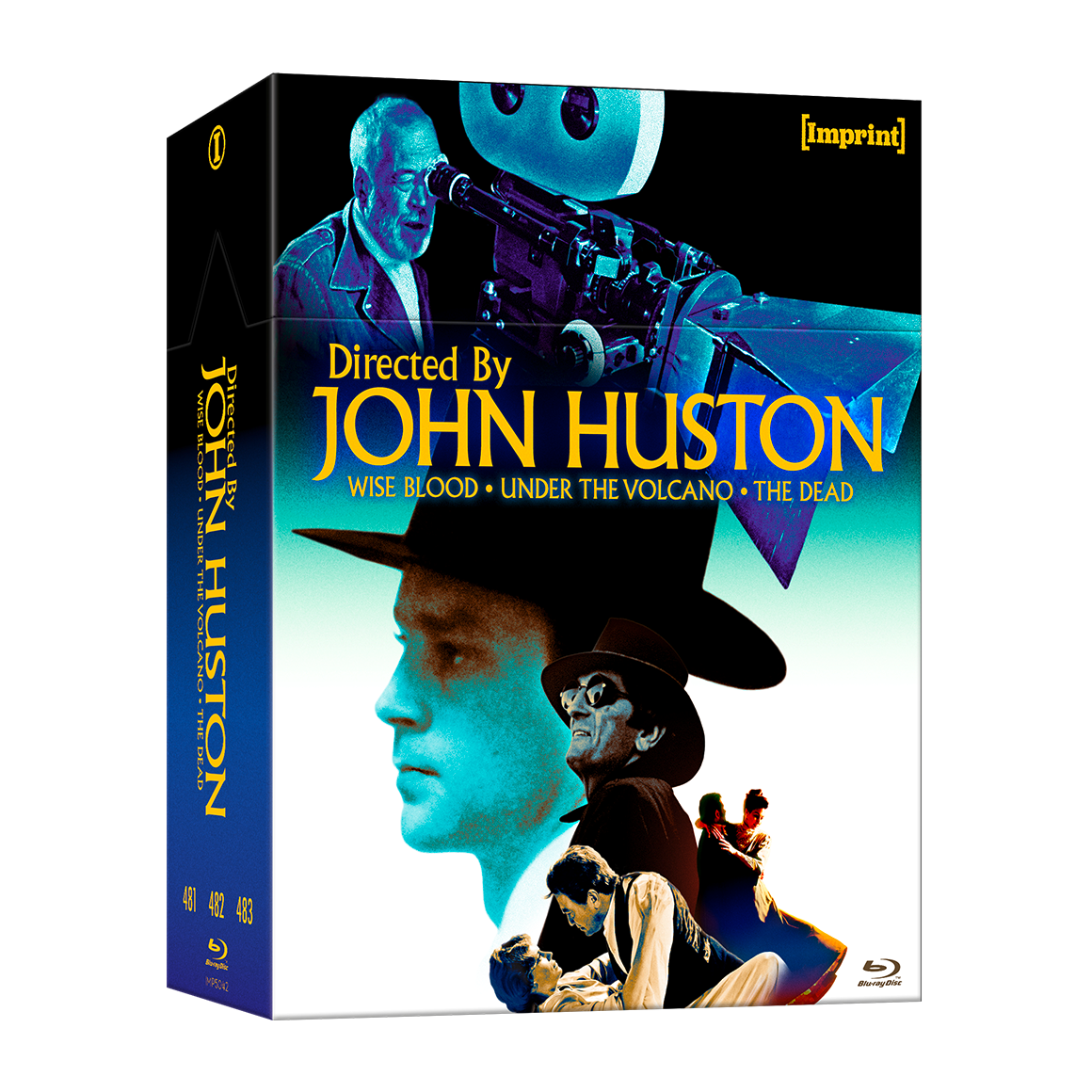 Directed By John Huston Blu-Ray limited edition 3-disc hardbox set featuring Wise Blood, Under The Volcano, and The Dead, region free pre-order.