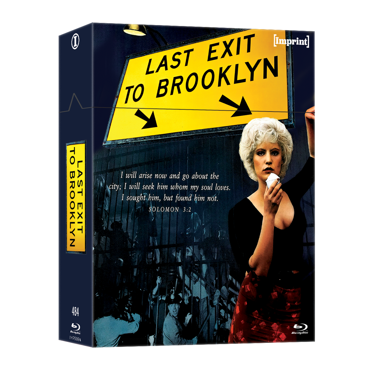 Last Exit To Brooklyn 1989 limited edition 2-disc Blu-ray hardbox with industrial 1950s Brooklyn cover art and female character smoking