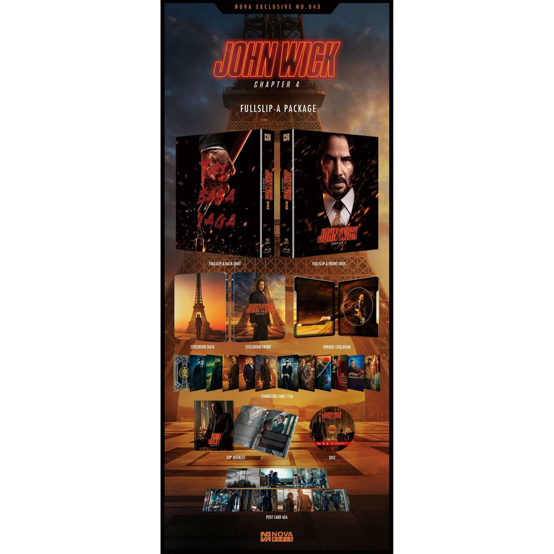 John Wick Chapter 4 Blu-ray steelbook full slip edition with Keanu Reeves cover art