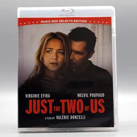Music Box Selects Blu-Ray of Just the Two of Us film with slipcover featuring Virginie Efira and Melvil Poupaud.