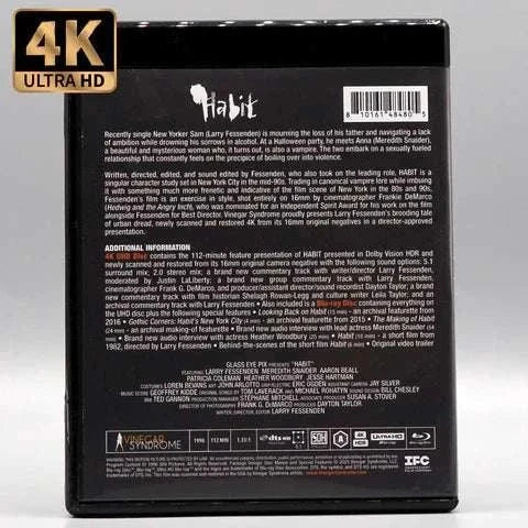 Vinegar Syndrome 4K UHD and Blu-ray set of Larry Fessenden's films Habit and No Telling with slipcase and booklet.