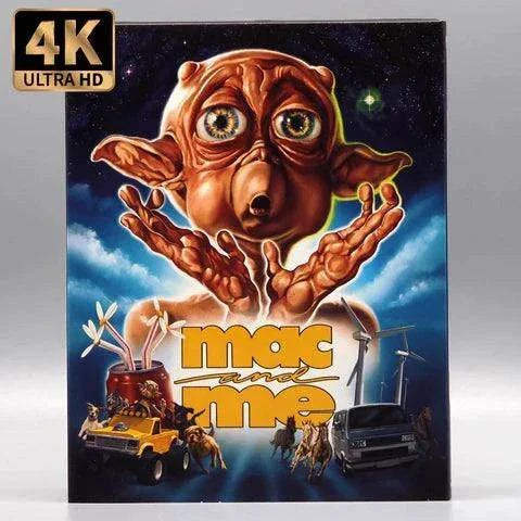 Vinegar Syndrome Ultra Mac and Me 4K UHD and Blu-Ray slipcase featuring alien character artwork and 4K Ultra HD logo.