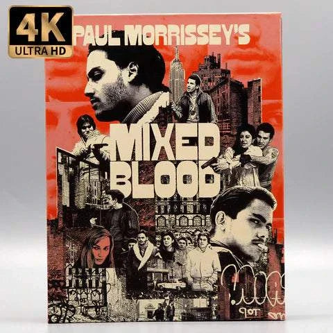 Cinématographe Mixed Blood 4K UHD and Blu-ray slipcover edition with urban crime movie cover art and Paul Morrissey branding