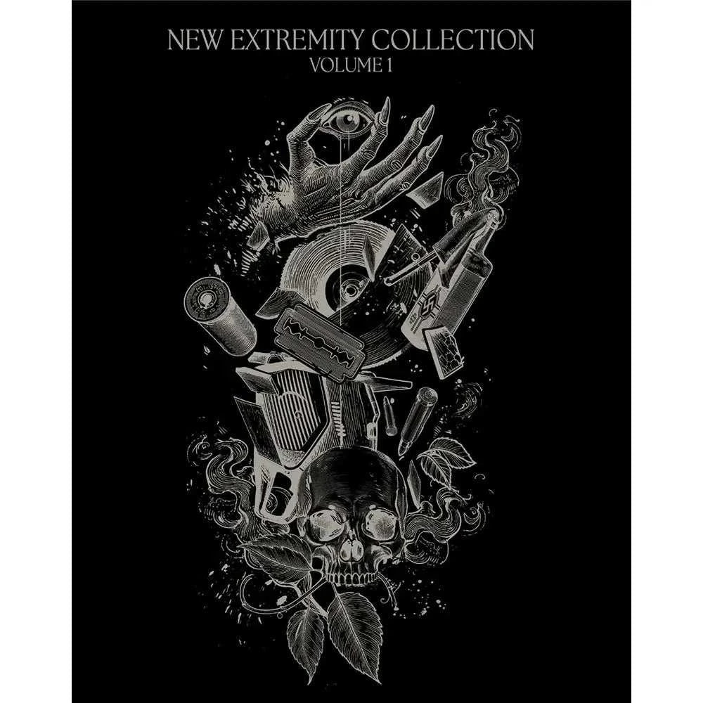 New Extremity Collection Volume 1 Blu-Ray set with four uncut horror films High Tension, Anatomy of Hell, Frontier(s), and Martyrs in black cases with illustrated box and discs.