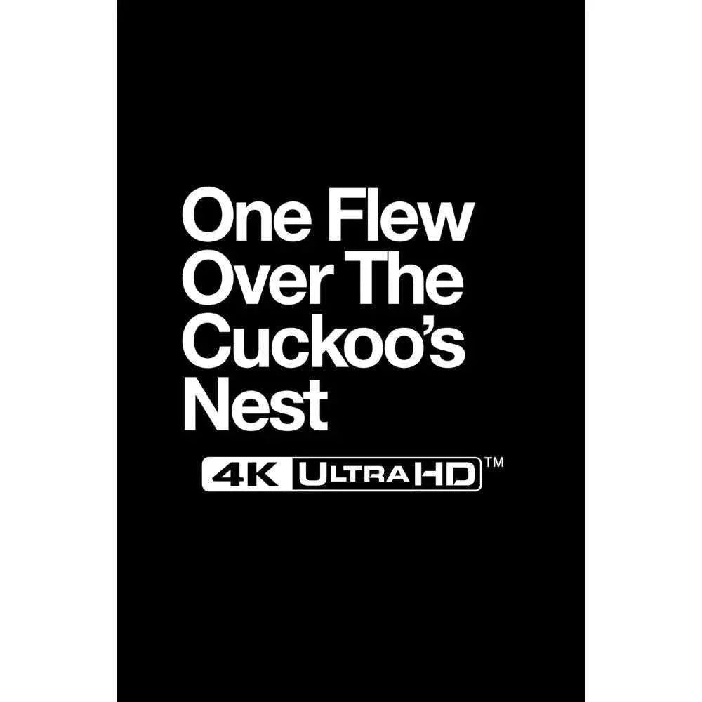 One Flew Over The Cuckoo's Nest limited edition UK steelbook 4K Ultra HD and Blu-Ray cover with white text on black background