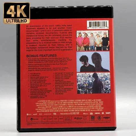 Utopia - Pavements 4K UHD Blu-ray case showing back cover with 4K Ultra HD logo and bonus features list