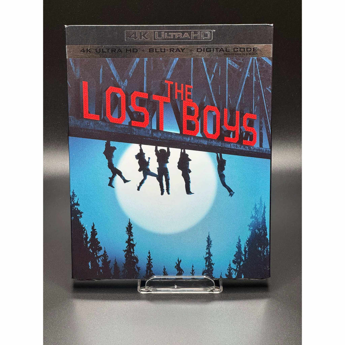 Lost Boys 4K UHD Blu-Ray pre-owned with slipcover, very good condition, minor indent on slipcover.