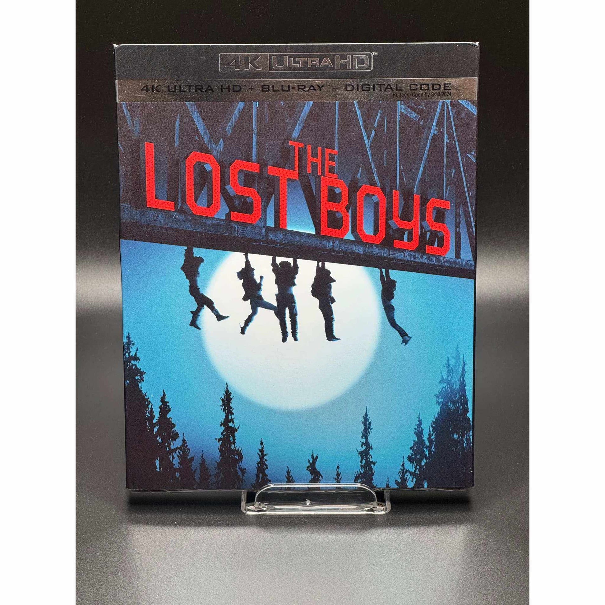 Lost Boys 4K UHD Blu-Ray pre-owned with slipcover, very good condition, minor indent on slipcover.