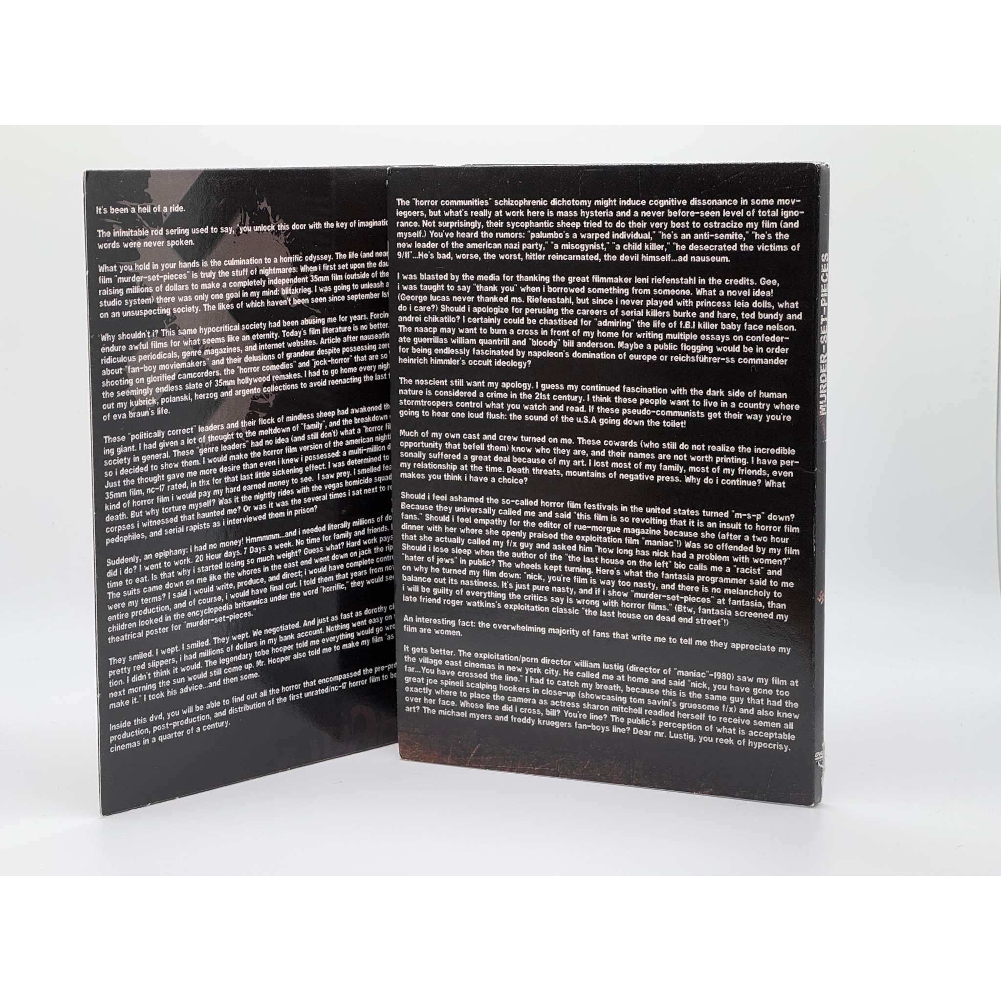 Rare original "Murder-Set-Pieces" DVD, unrated director's cut, signed by Nick Palumbo.