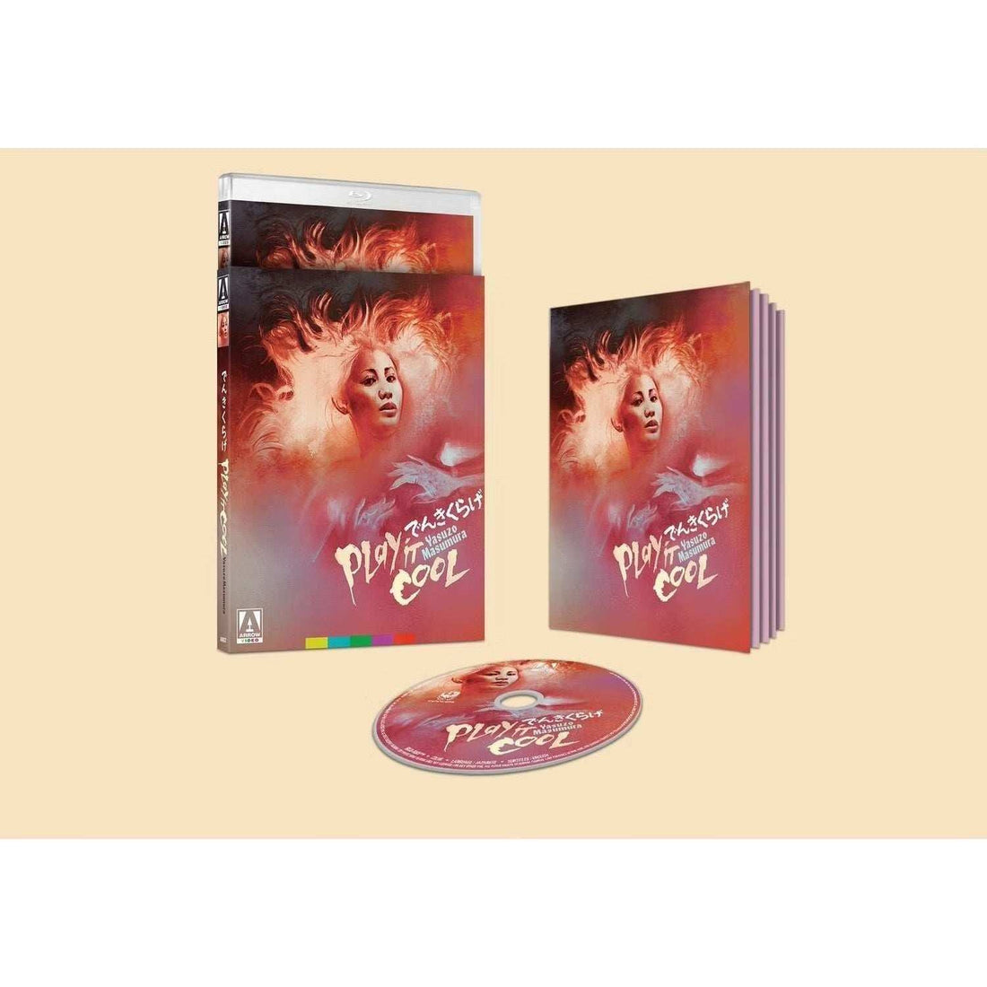 Play It Cool Limited Edition Blu-Ray with slipcover and booklet featuring vibrant artwork.