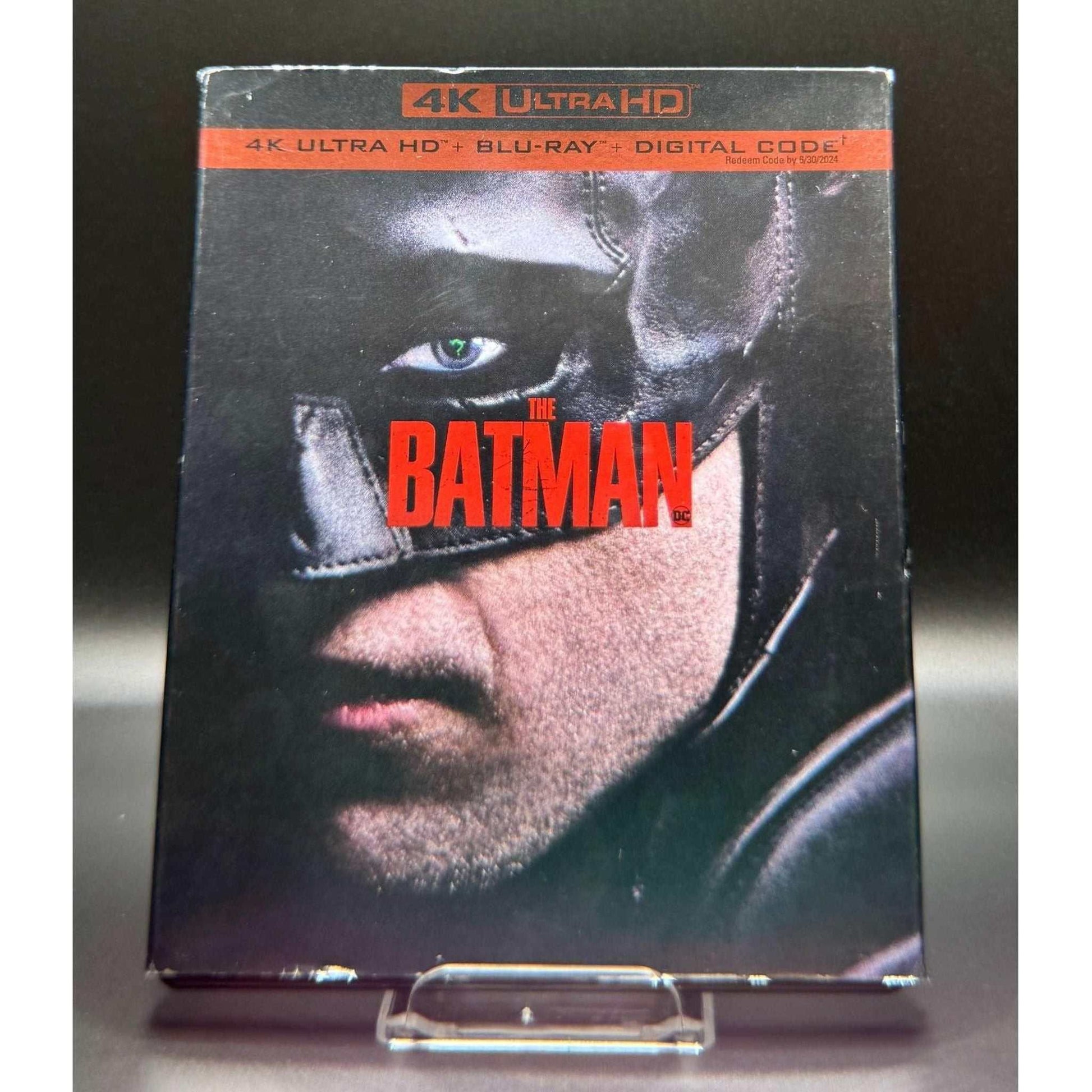 The Batman 4K UHD and Blu-Ray with Slipcover, used condition, visible wear on slipcover.