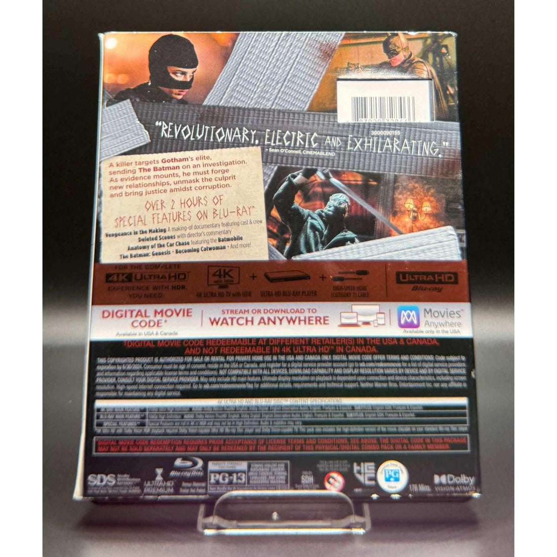 The Batman 4K UHD and Blu-Ray with Slipcover, used condition, visible wear on slipcover.