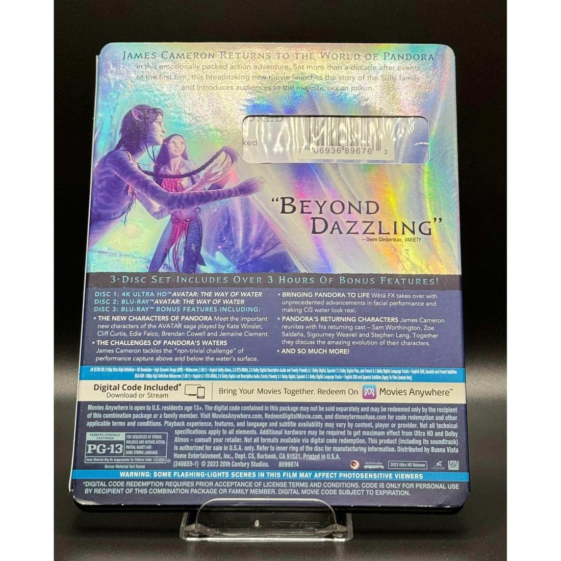 Avatar: The Way of Water 4K UHD Blu-Ray with Slipcover, used condition with minor wear.