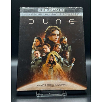 Dune: Part One 4K UHD + Blu-Ray with worn slipcover, featuring cast image, special features, and good disc condition.