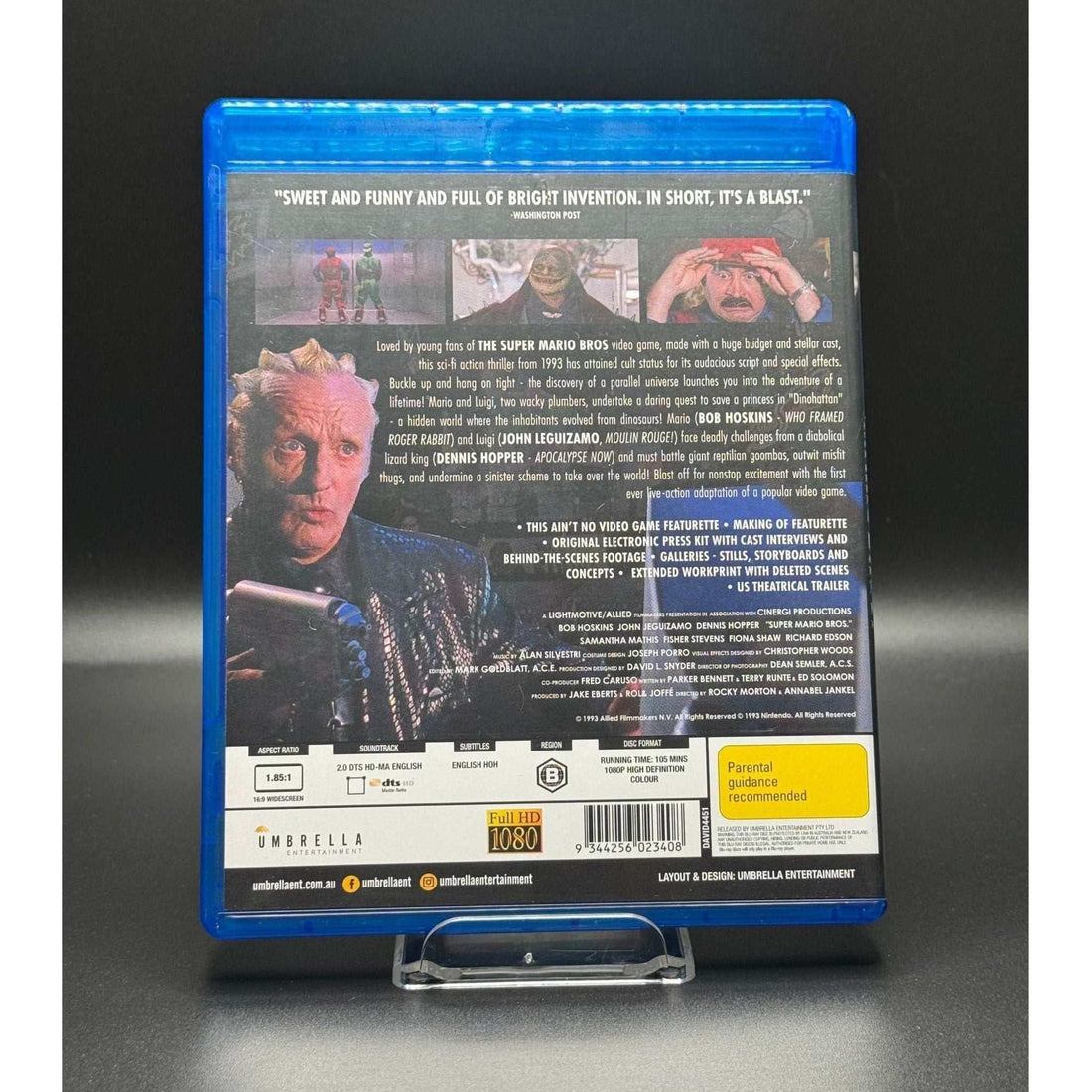 Super Mario Bros. (1993) Blu-Ray Region B, used, Umbrella Home Entertainment packaging.