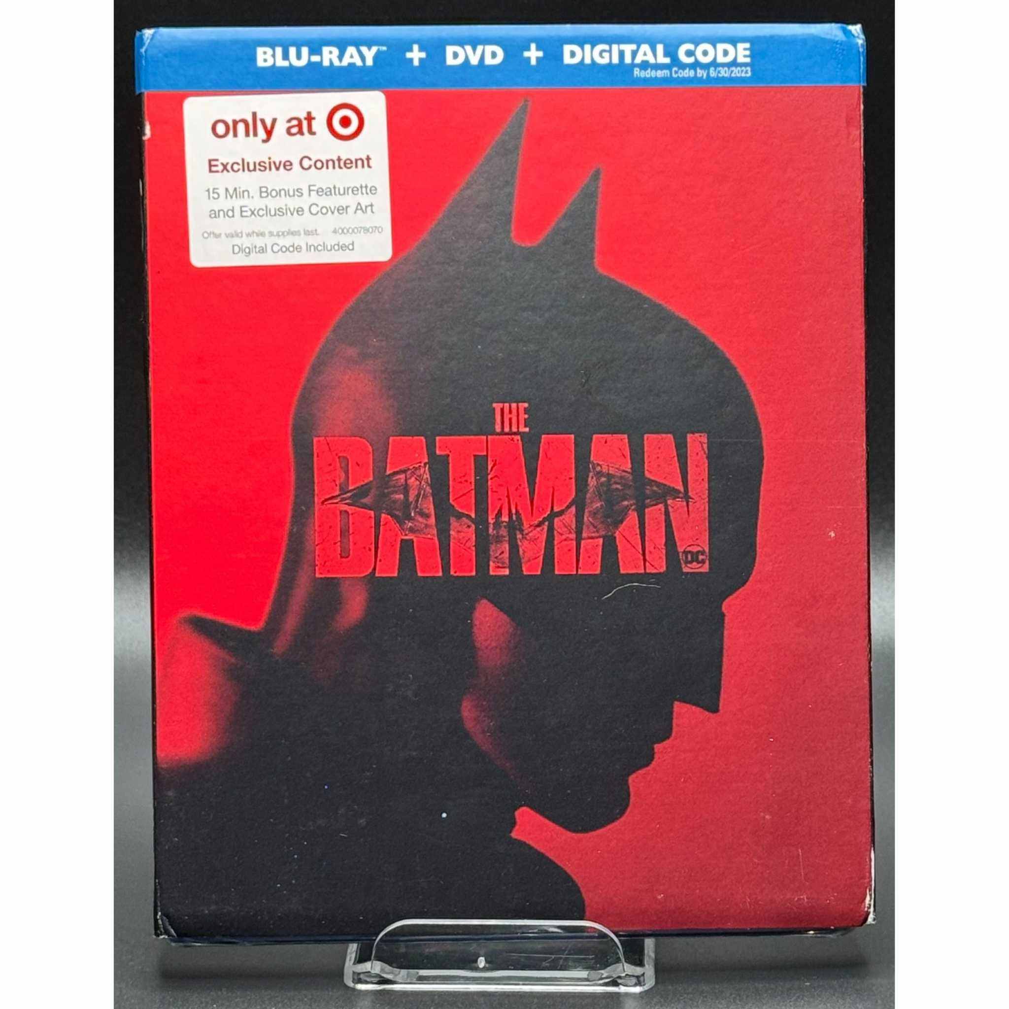 The Batman Limited Edition Blu-Ray with Target Exclusive Slipcover, pre-owned, showing some wear, case sealed.