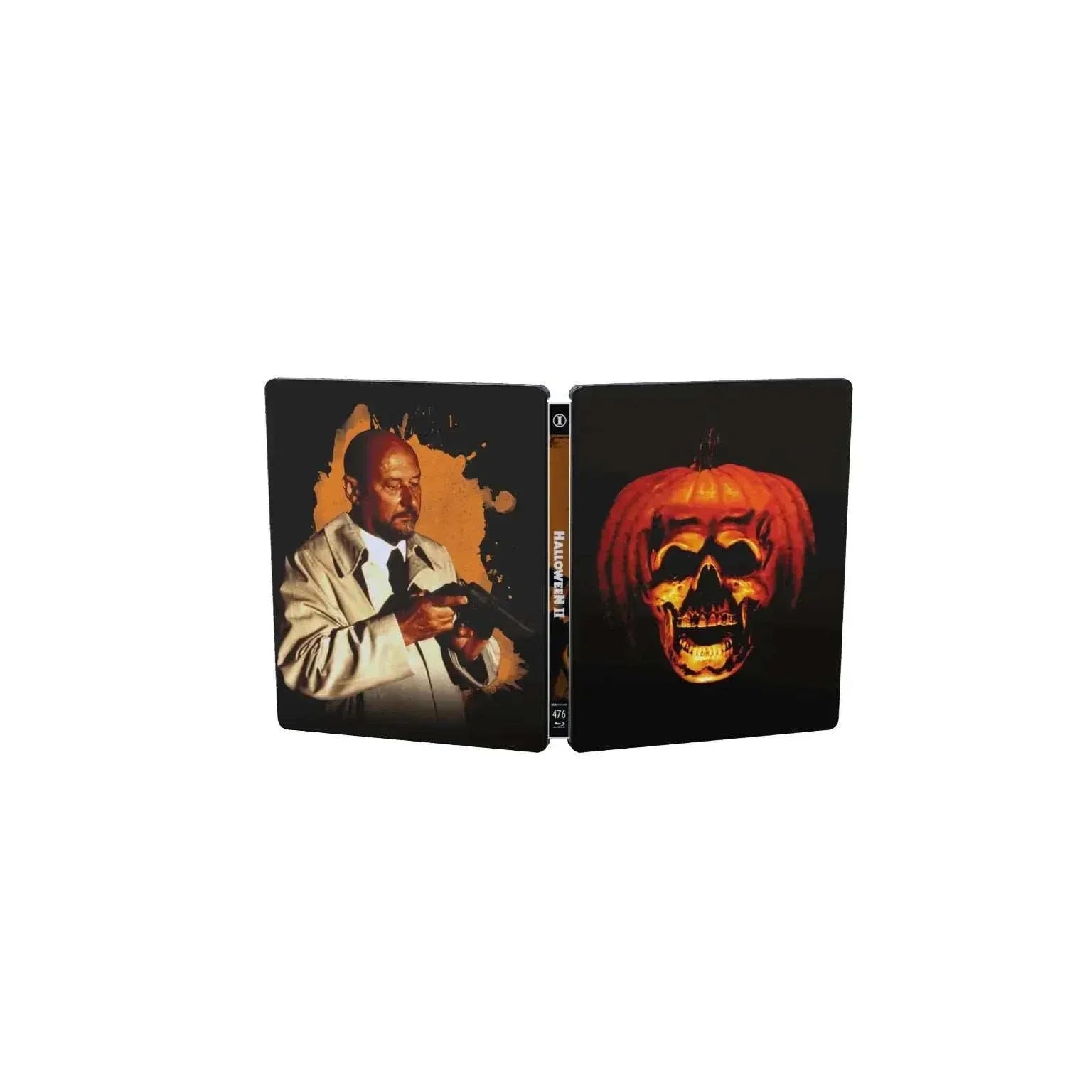 Limited edition Halloween I – V 4K UHD and Blu-ray steelbook set with Jack O'Lantern packaging showcasing Michael Myers imagery