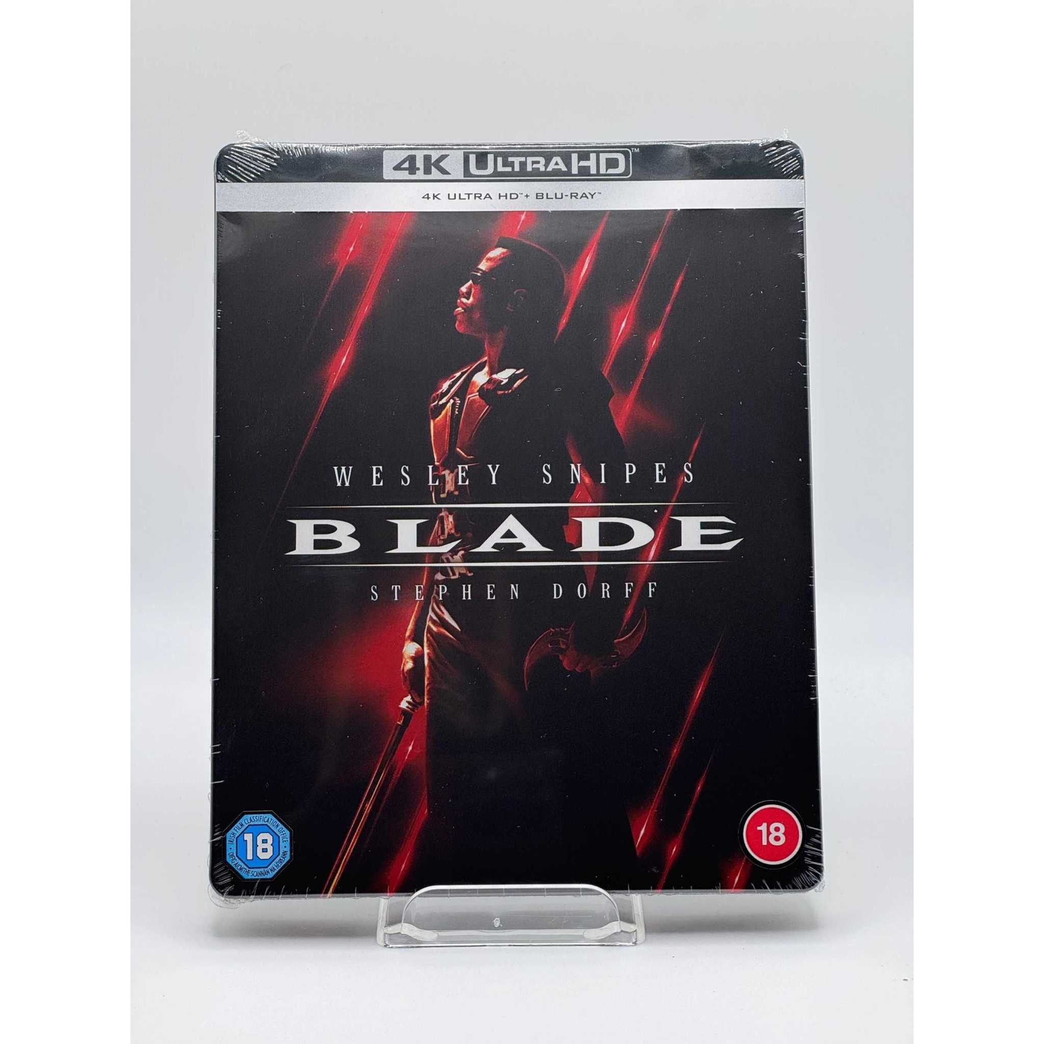 Blade Limited Edition Steelbook 4K Ultra HD + Blu-Ray package featuring Wesley Snipes, sealed for safety.