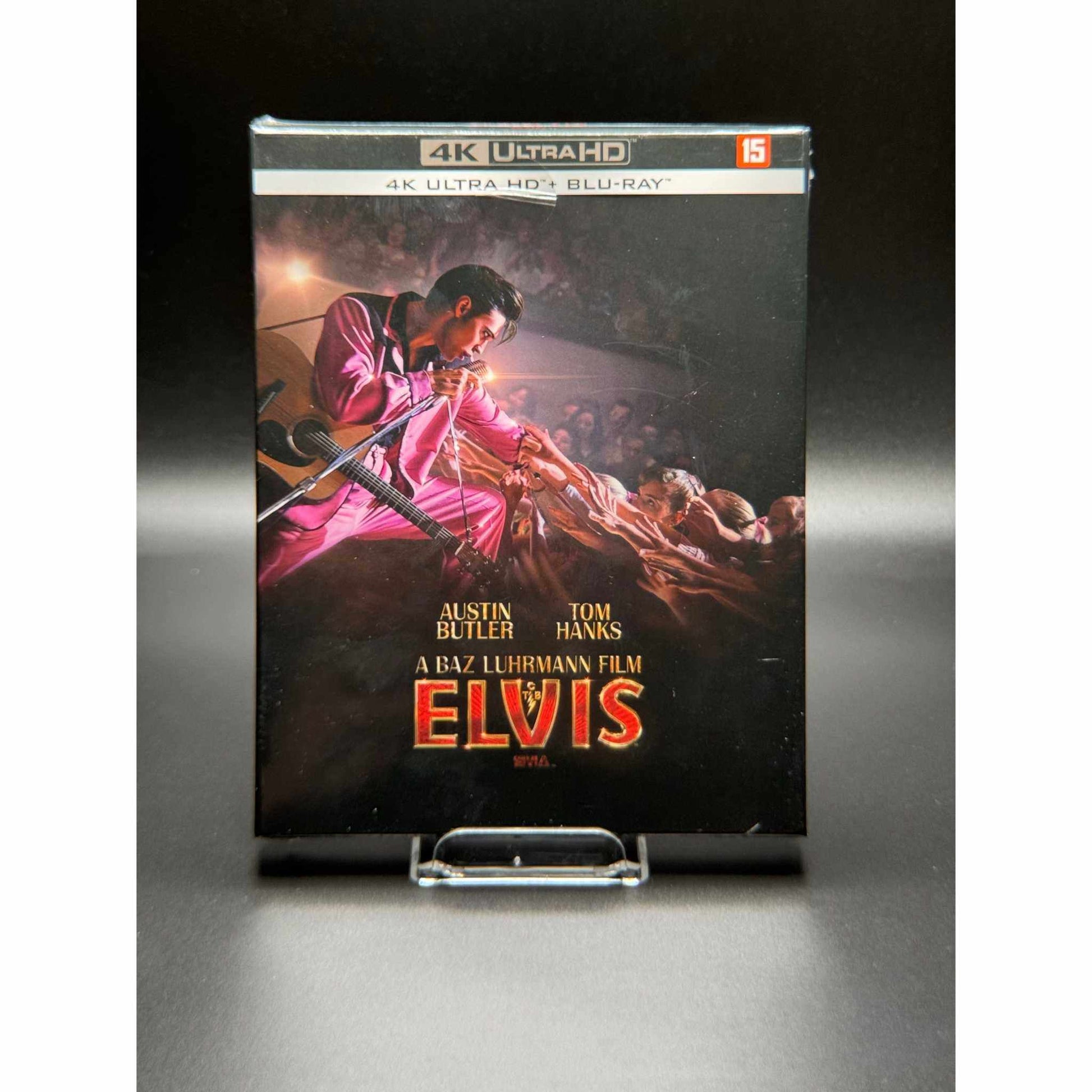 Elvis 4K UHD + Blu-Ray Steelbook with Limited Edition Full Slip packaging, featuring movie details and cast.