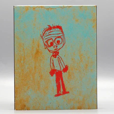 Vinegar Syndrome Playroom Blu-Ray slipcover featuring childlike red drawing on distressed blue background
