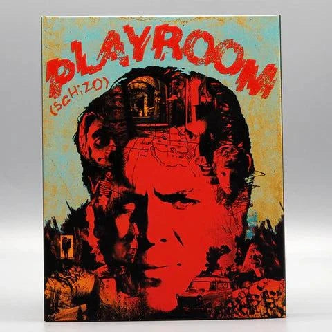 Vinegar Syndrome Playroom Blu-Ray slipcover edition with retro horror movie artwork and red-toned face collage.