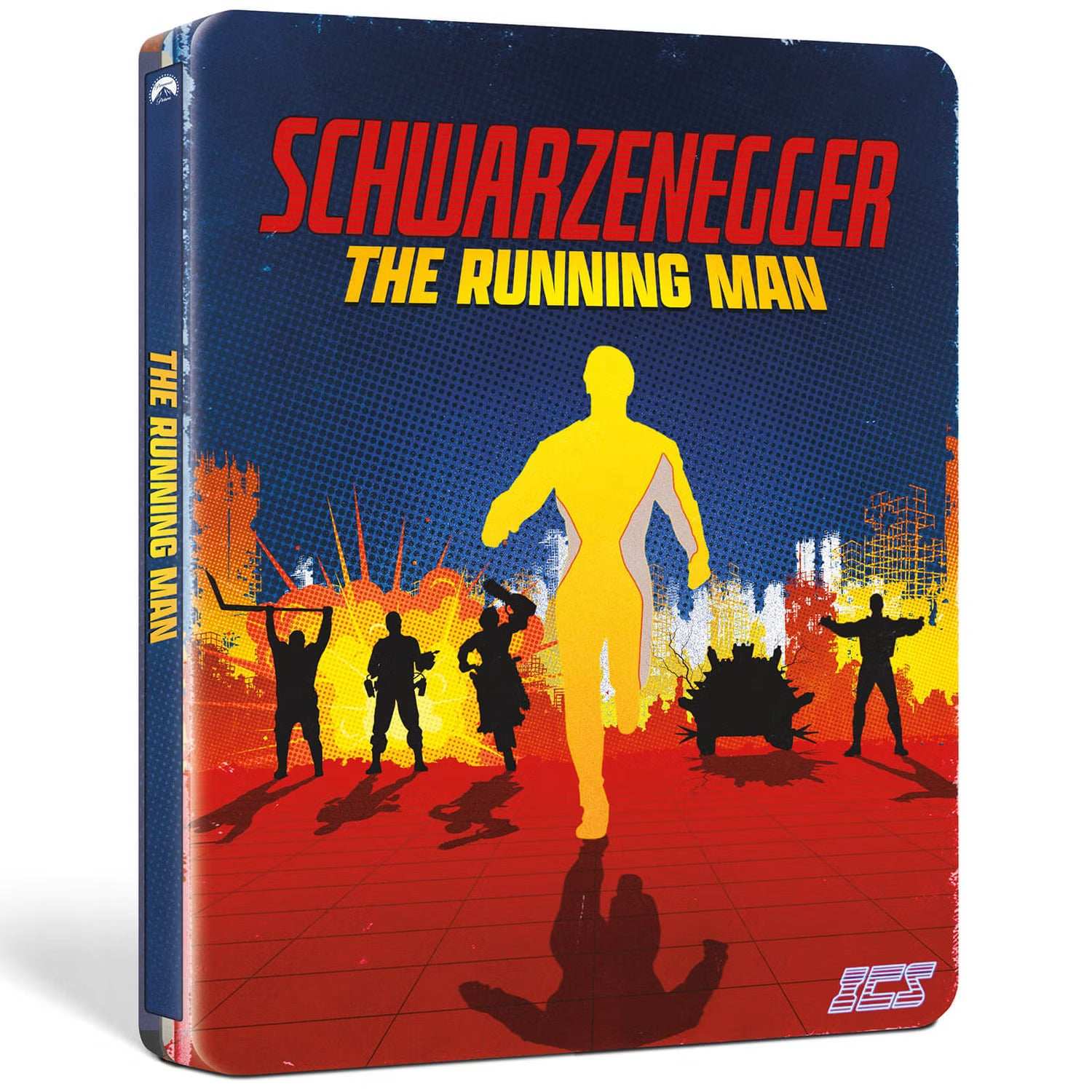 The Running Man limited edition Steelbook 4K Ultra HD featuring Arnold Schwarzenegger in dystopian action design