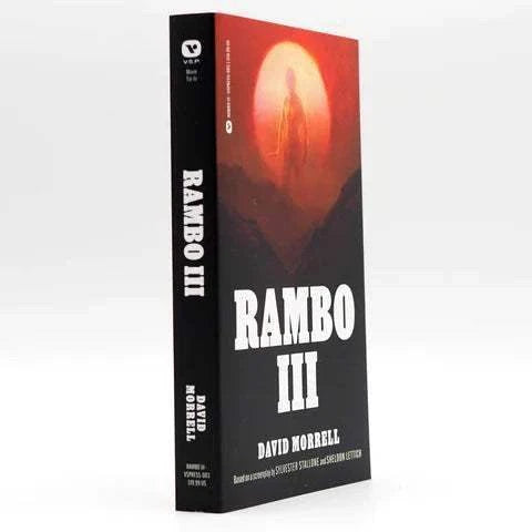 Rambo III novelization paperback book by David Morrell with red and black cover featuring a silhouette against a sunset background.