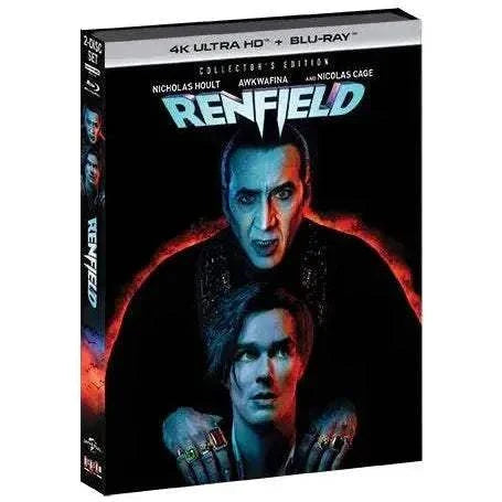 Renfield 4K UHD Blu-Ray Collector's Edition with Slipcover featuring Nicholas Cage and Nicholas Hoult.