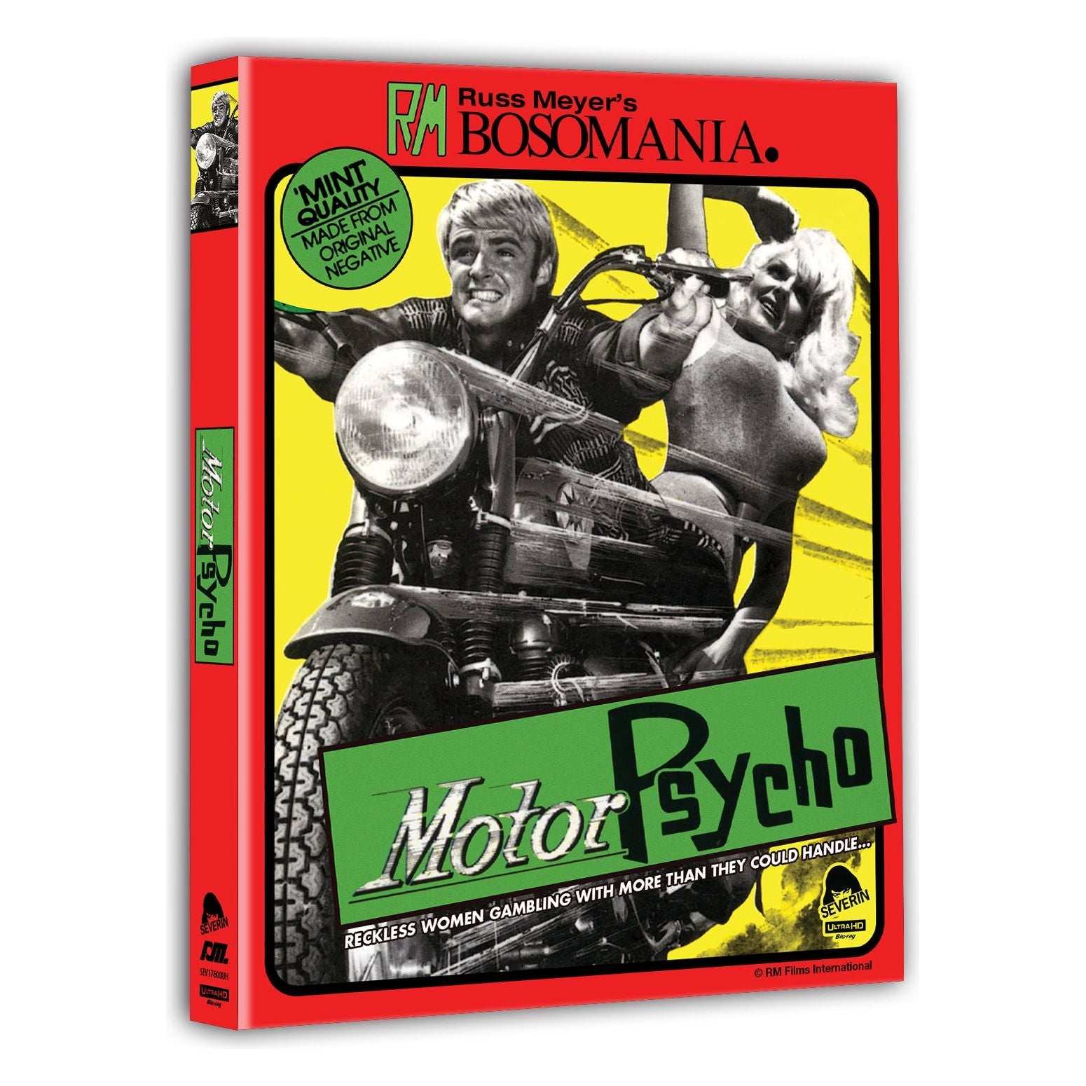 Motorpsycho 4K UHD Blu-Ray with slipcover featuring vibrant cover art of psycho bikers.