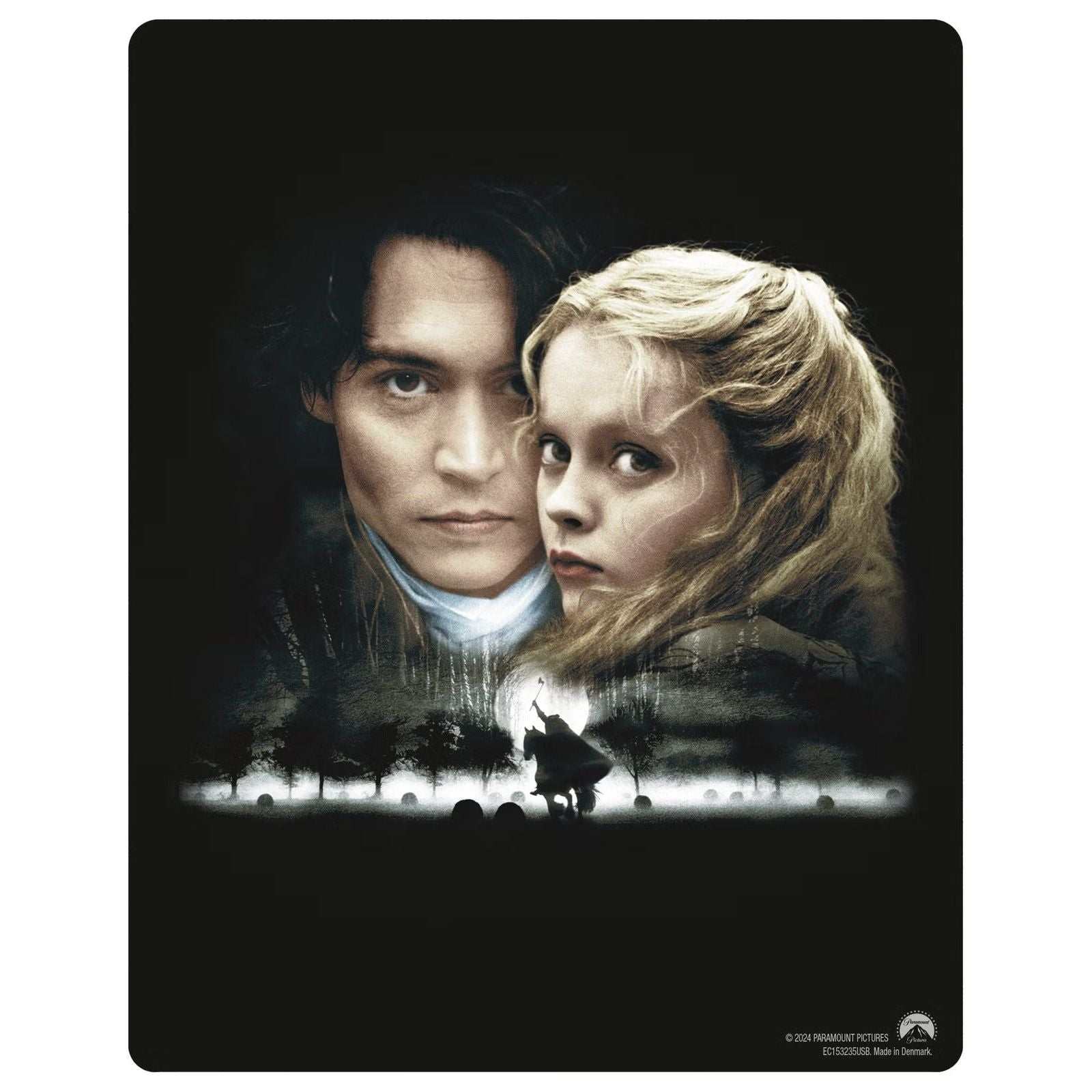 Sleepy Hollow Limited Edition UK Steelbook 4K UHD and Blu-Ray cover featuring Ichabod Crane and a female character with a dark, eerie background.